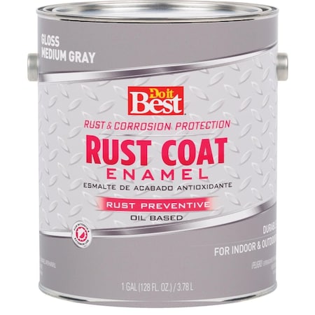 All-Source Rust Coat Oil-Based Gloss Enamel, Medium Gray, 1 Gal. 203703D